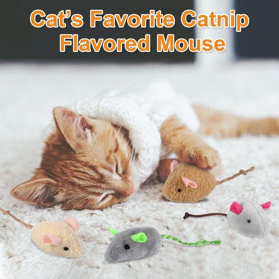 Xinstroe 9 Stück Katzenminzen Spielzeug, Plüsch Maus Kitten Spielzeug Katzenspielzeug mit Katzenminze Mäuse Catnip Toy katzenspielzeug fur Katze und Kitten, Grau,Kaffee,Grau,Braun,Hellgrau,Rosa,Beige