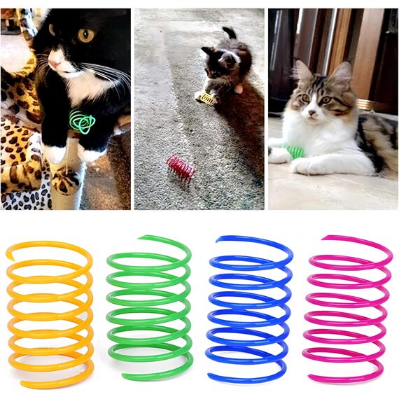 Grantop 24 Stück Katze Spielzeug, Buntes kreatives Kunststoff Spiralfedern Spirale,Spielzeug Neuheit Haustiere Bunte Spiralfedern Spring Spirale für Katze (24 Stück)