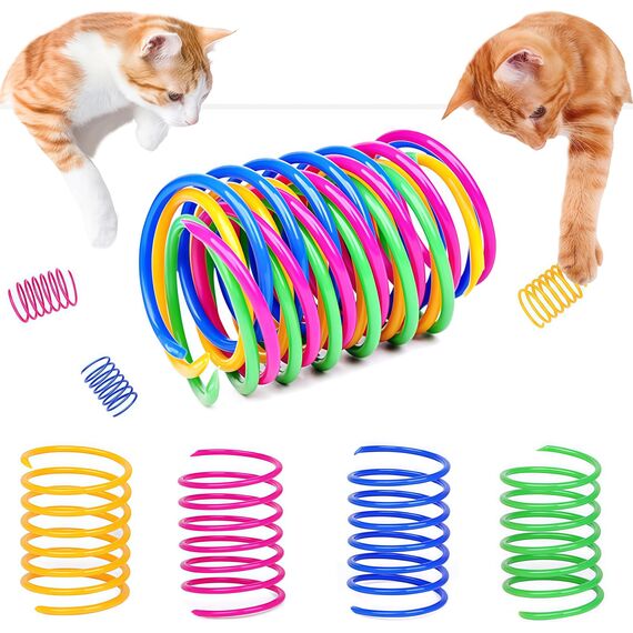 Grantop 24 Stück Katze Spielzeug, Buntes kreatives Kunststoff Spiralfedern Spirale,Spielzeug Neuheit Haustiere Bunte Spiralfedern Spring Spirale für Katze (24 Stück)