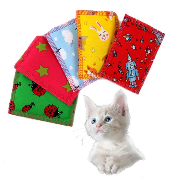 Joli Moulin Premium Katzenminze Katzenspielzeug Schmusekissen Duftkissen Oeko-TEX 100 der Umwelt zuliebe, Konservierungsbeutel, Catnip 5 Stück für glückliche Katzen (Katzenminze)