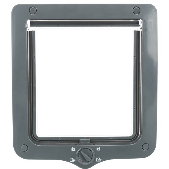 TRIXIE wasserdichte und geräuscharme und besonders große Katzenklappe "4-Wege Freilauftür XXL mit Tunnel, 24 × 28 cm, grau"- 44242