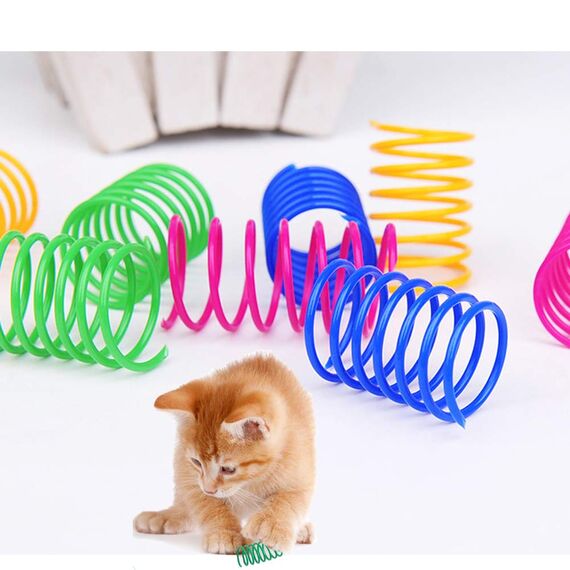 100 Stück Cat Spring spielzeug für Katzen, Breit Bunte Spiralfedern Katzenspielzeug Kunststoff Spiralfedern für Katzen, Kätzchen, Haustiere (zufällige Farbe)
