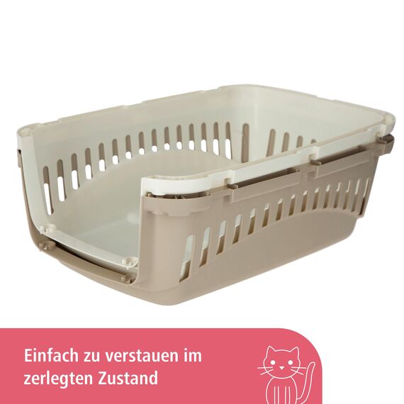 Kerbl Pet Transportbox Expedion, Creme/Taupe, 45x30x30 cm, Hundebox, Katzenbox, Hundetransport, Kunststoff, kleine Hunde, Katzen
