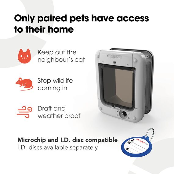 Cat Mate Mikrochip-Aktivierte Katzenklappe (360) - Für Katzen und Kleine Hunde, Geeignet für Bis zu 30 Haustiere, Kompatibel mit Einfach-/Doppelverglasung, UPVC, Wände und Holz, Weiß