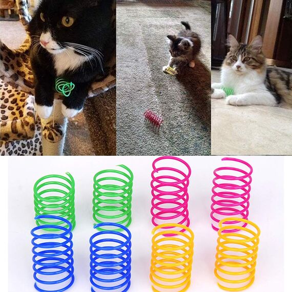 100 Stück Cat Spring spielzeug für Katzen, Breit Bunte Spiralfedern Katzenspielzeug Kunststoff Spiralfedern für Katzen, Kätzchen, Haustiere (zufällige Farbe)