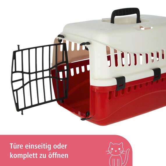Kerbl Pet Transportbox Expedion, Creme/Bordeaux, 45x30x30 cm, Hundebox, Katzenbox, Hundetransport, Kunststoff, kleine Hunde, Katzen