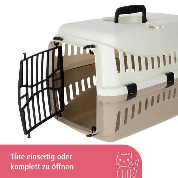 Kerbl Pet Transportbox Expedion, Creme/Taupe, 45x30x30 cm, Hundebox, Katzenbox, Hundetransport, Kunststoff, kleine Hunde, Katzen