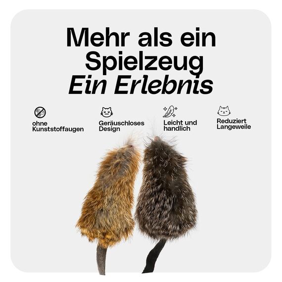 Fellefant Katzenspielzeug Mäuse aus echtem Hasenfell – 2´er-Set – Perfekt für das Ausleben des Jagdinstinkts und Spielspaß - ohne Kunststoffaugen