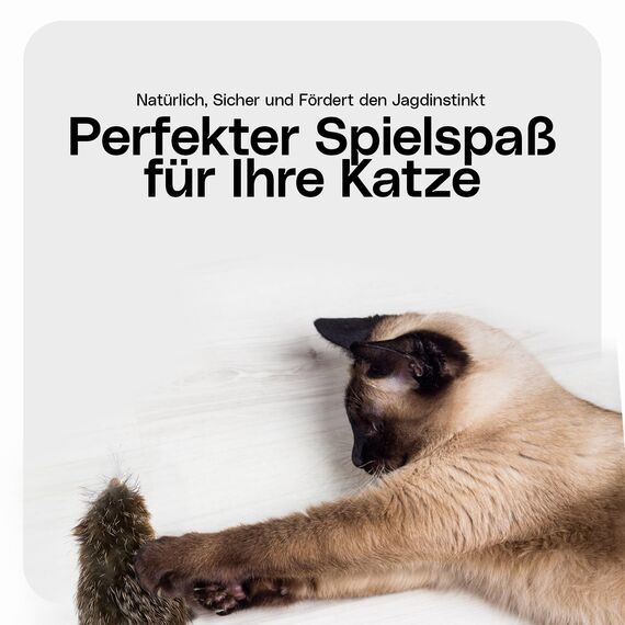 Fellefant Katzenspielzeug Mäuse aus echtem Hasenfell – 2´er-Set – Perfekt für das Ausleben des Jagdinstinkts und Spielspaß - ohne Kunststoffaugen