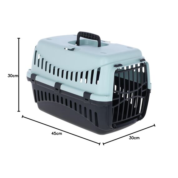 Kerbl Pet Transportbox Expedion, blau/schwarz, 45x30x30 cm, Hundebox, Katzenbox, Hundetransport, Kunststoff, kleine Hunde, Katzen