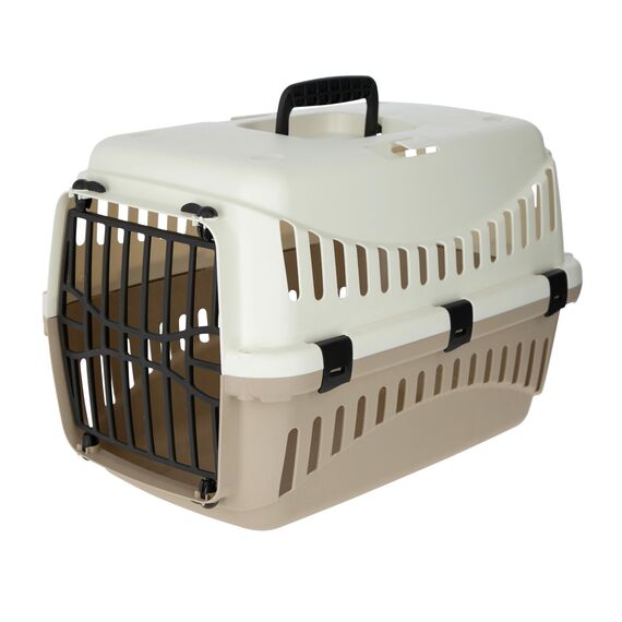 Kerbl Pet Transportbox Expedion, Creme/Taupe, 45x30x30 cm, Hundebox, Katzenbox, Hundetransport, Kunststoff, kleine Hunde, Katzen