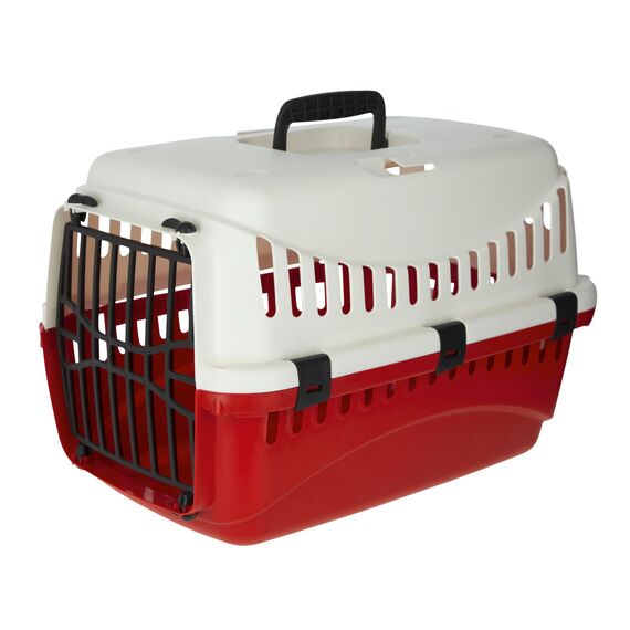 Kerbl Pet Transportbox Expedion, Creme/Bordeaux, 45x30x30 cm, Hundebox, Katzenbox, Hundetransport, Kunststoff, kleine Hunde, Katzen