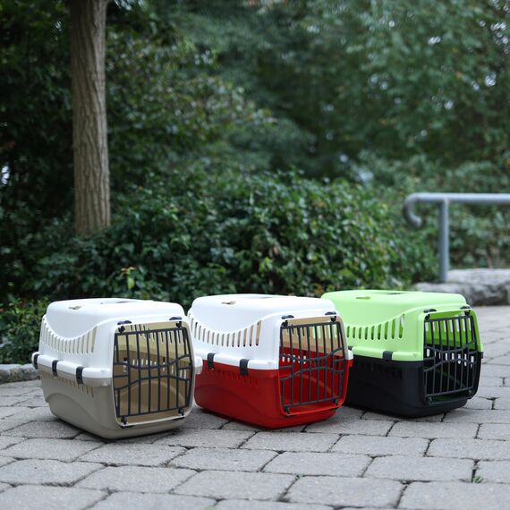 Kerbl Pet Transportbox Expedion, Creme/Bordeaux, 45x30x30 cm, Hundebox, Katzenbox, Hundetransport, Kunststoff, kleine Hunde, Katzen