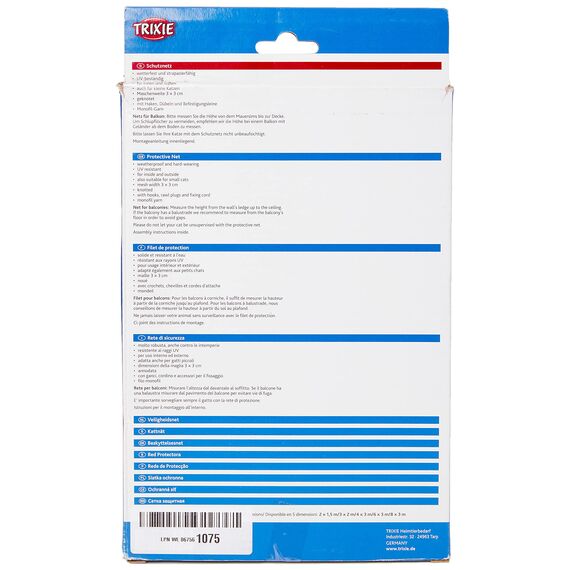 Trixie 44343 Schutznetz, 8 × 3 m, transparent