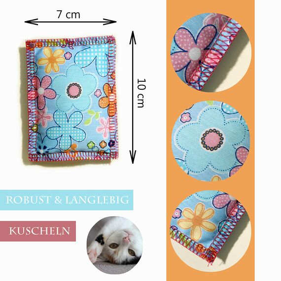 Joli Moulin Premium Katzenminze Katzenspielzeug Schmusekissen Duftkissen Oeko-TEX 100 der Umwelt zuliebe, Konservierungsbeutel, Catnip 5 Stück für glückliche Katzen (Katzenminze)