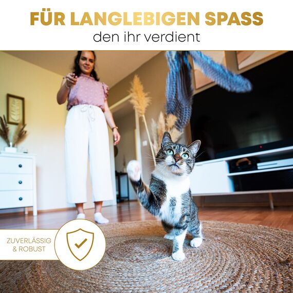 St.Pawly® Katzenangel - Katzenspielzeug - austauschbare Anhänger - Ersatzband - ergonomischer Holzgriff - nachhaltiges Spielzeug für Katzen - stabil