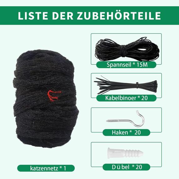 Tatamiyya Katzennetz Für Balkon, 4x3m Katzennetz Drahtverstärkt, Balkonnetz ist Robust Biss- Und Reißfest, UV- Und Witterungsbeständig, Zum Balkonen, ​Terrassen Und Fenstern(Schwarz)