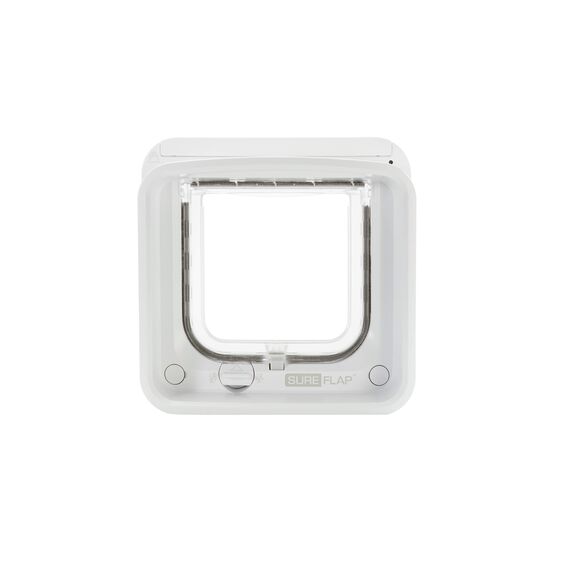 Sure Petcare SureFlap Mikrochip-Katzenklappe Connect, kompatibel mit Smartphone-App, Einbau in Türen, Glasscheiben, Wände, Hub und 4 x AA-Batterien erforderlich (nicht im Lieferumfang enthalten), weiß