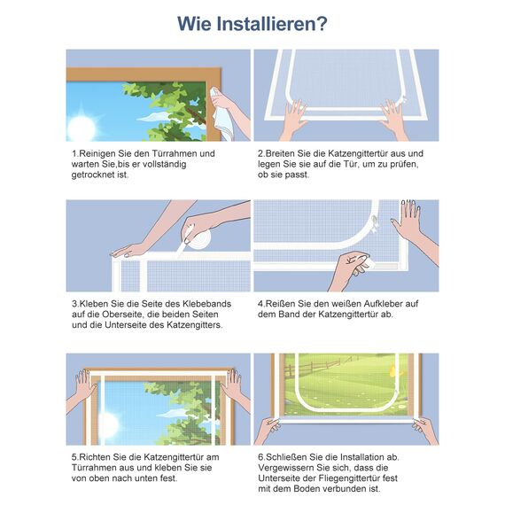 Katzengitter für Tür, Verhindern Sie das Auslaufen von Katzen, Isolationstür-Bildschirm für die Einführung Neuer Katzen, Katzentürnetz für den Sommer(Passende Türgröße: 100cm x 210cm, weiß)