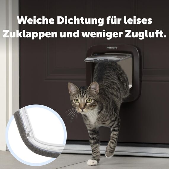 PetSafe - Manuelle Katzenklappe - 4 Verschlussoptionen, Energieeffizient, Einfache Installation - Braun