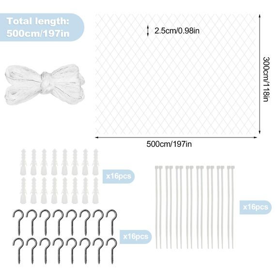 QILUCKY Nylon Katzenschutznetz Katzennetz für Balkon Transparent Können Zuschneidbar ​und Bissfest Balkonnetze für Katzen ​zur Absicherung von Terrasse, Fenster und Türen (3x5m)