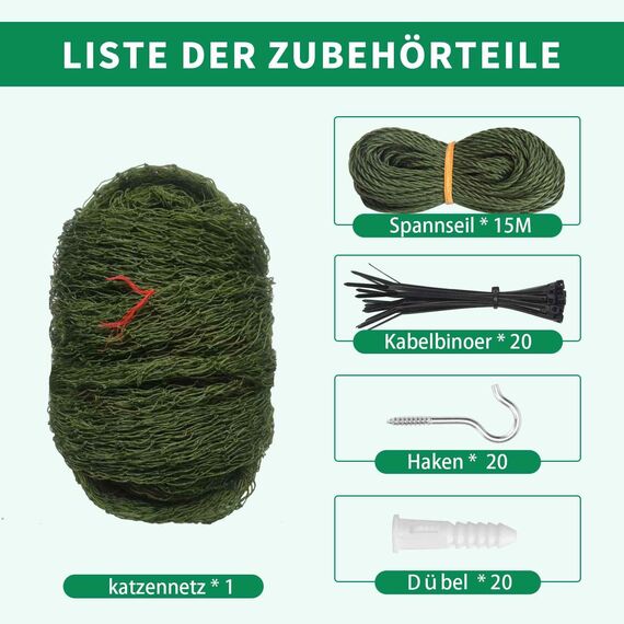 Tatamiyya Katzennetz Für Balkon, Katzennetz Drahtverstärkt 4x3m, Balkonnetz ist Robust Biss- Und Reißfest, UV- Und Witterungsbeständig, Zum Balkonen, ​Terrassen Und Fenstern(Olivgrün)