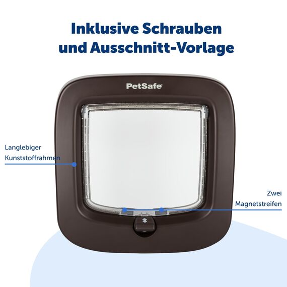 PetSafe - Manuelle Katzenklappe - 4 Verschlussoptionen, Energieeffizient, Einfache Installation - Braun