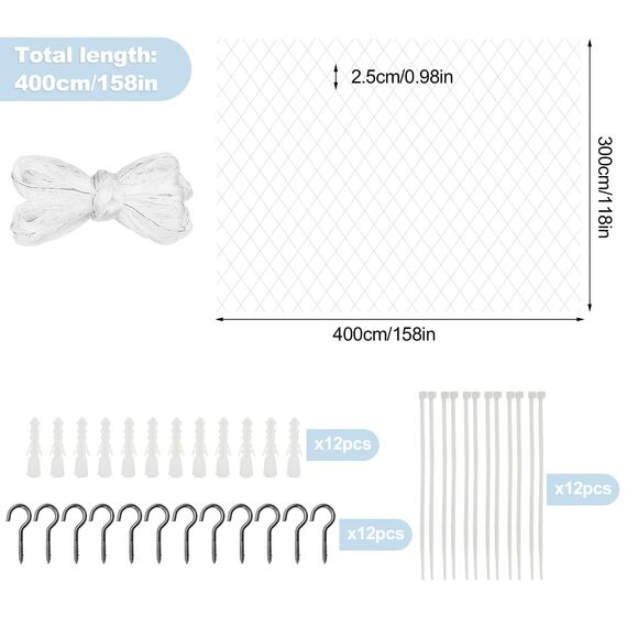 QILUCKY Nylon Katzenschutznetz Katzennetz für Balkon Transparent Können Zuschneidbar ​und Bissfest Balkonnetze für Katzen ​zur Absicherung von Terrasse, Fenster und Türen (3x4m)