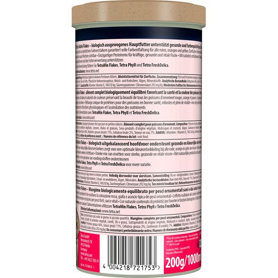 Tetra Rubin Flakes - Fischfutter in Flockenform mit natürlichen Farbverstärkern, unterstützt eine intensive Farbenpracht der Fische, 1 L Dose