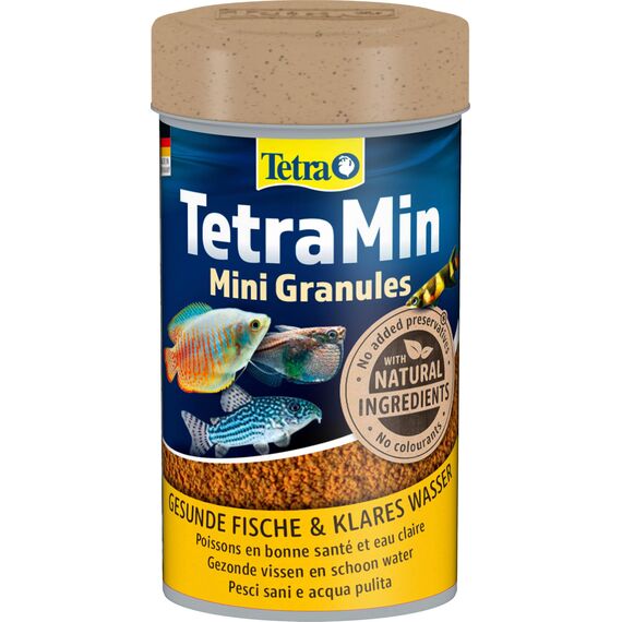 TetraMin Mini Granules - langsam absinkendes Fischfuter für kleine Zierfische wie z.B. Salmler und Barben, 100 ml Dose