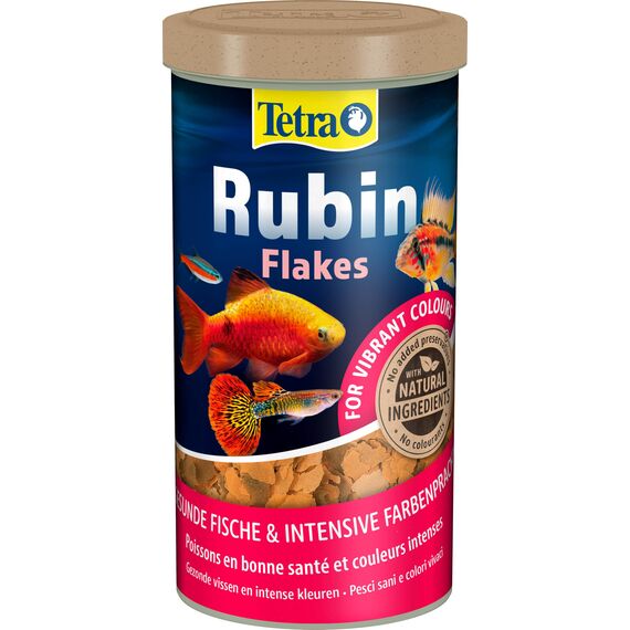 Tetra Rubin Flakes - Fischfutter in Flockenform mit natürlichen Farbverstärkern, unterstützt eine intensive Farbenpracht der Fische, 1 L Dose