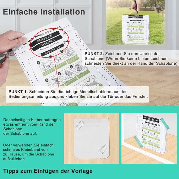 Dünne Katzentür für Fenster, Haustiertüren und Schiebetür, Sicherheits-Haustiertür mit 4-Wege-Schloss, wetterfeste Katzenklappe für dünne Tür und Wand (M Außengröße 19.7x19cm)