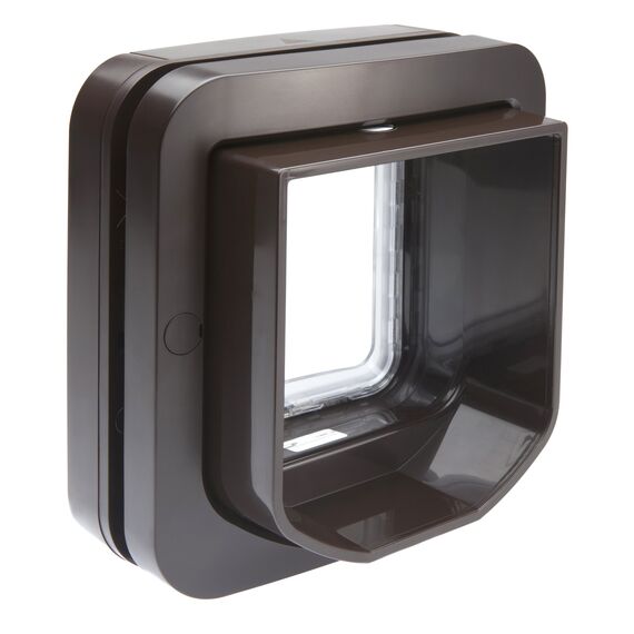 Sure Petcare SureFlap Mikrochip-Katzenklappe, batteriebetrieben, kompatibel mit RFID-Halsbandanhängern und Mikrochips, Einbau in Türen, Glasscheiben und Wände, 4 x AA-Batterien erforderlich, braun