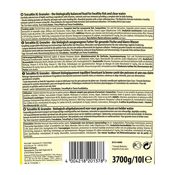 TetraMin XL Granules - langsam absinkendes Fischfutter für größere Zierfische in der mittleren Wasserschicht des Aquariums, 10 L Eimer