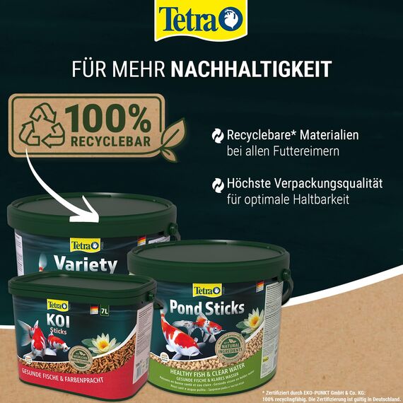 Tetra Pond Koi Sticks - Koi-Futter für farbenprächtige Fische und eine verbesserte Wasserqualität, 10 L Eimer
