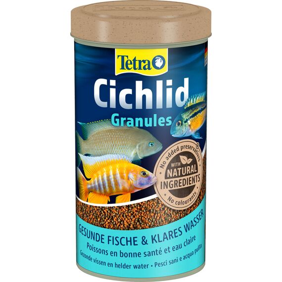 Tetra Cichlid Granules - Hauptfutter Mix mit 2 verschiedenen Granulaten für mittelgroße Cichliden, 500 ml Dose