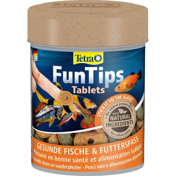 Tetra FunTips Tablets - an der Aquarium-Scheibe haftende Futtertabletten, optimal zum Beobachten der Fische geeignetes Fischfutter, 165 Tabletten