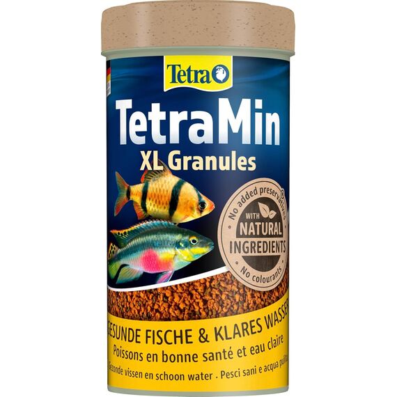 TetraMin XL Granules - langsam absinkendes Fischfutter für größere Zierfische in der mittleren Wasserschicht des Aquariums, 250 ml Dose