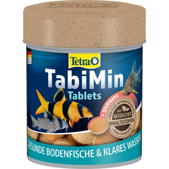 Tetra Tablets TabiMin - Tabletten Fischfutter für alle Bodenfische, z.B. Welse, Schmerlen oder bodengründelnde Barben, 120 Tabletten Dose