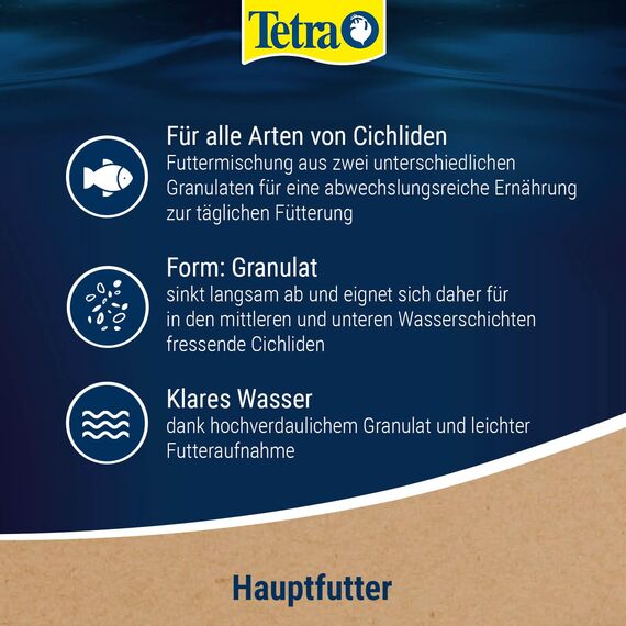 Tetra Cichlid Granules - Hauptfutter Mix mit 2 verschiedenen Granulaten für mittelgroße Cichliden, 500 ml Dose