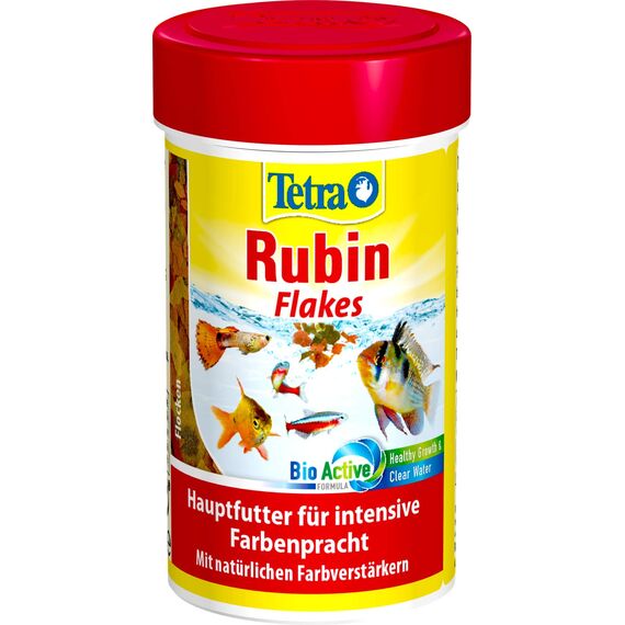 Tetra Rubin Flakes - Fischfutter in Flockenform mit natürlichen Farbverstärkern, unterstützt eine intensive Farbenpracht der Fische, 100 ml Dose