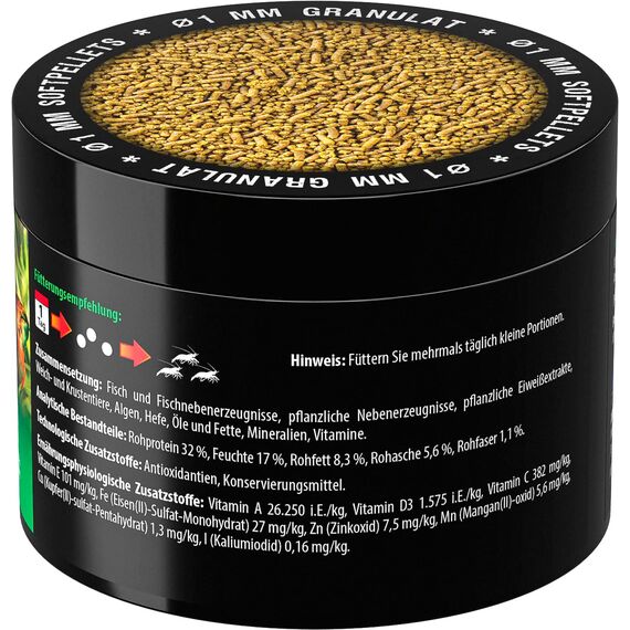 Garnelenfutter Neocaridina Caridina – kaltgepresstes Softgranulat 150 ml / 50 g – sinkend, wasserstabil & hochverdaulich – für Wachstum, Häutung & Farbenpracht – ARKA Shrimp Gran
