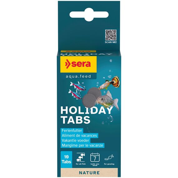 sera Holiday Tabs Ferienfutter für alle Zierfische | 10 Stück Futtertabletten für Urlaub | Proteinreiches Aquarium Fischfutter | Guppy, Wels Futter | Fischfutter Aquarium Urlaub