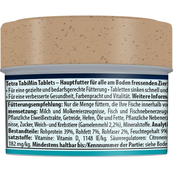 Tetra Tablets TabiMin - Tabletten Fischfutter für alle Bodenfische, z.B. Welse, Schmerlen oder bodengründelnde Barben, 58 Tabletten Dose