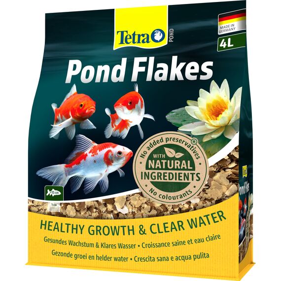 Tetra Pond Flakes - Fischfutter-Flocken für kleinere und junge Teichfische, für eine abwechslungsreiche und ausgewogene Ernährung, 4 L Beutel
