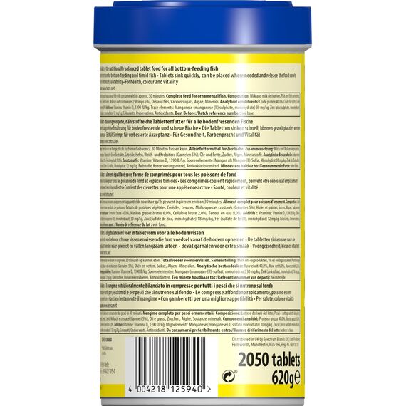 Tetra Tablets TabiMin - Tabletten Fischfutter für alle Bodenfische, z.B. Welse, Schmerlen oder bodengründelnde Barben, 2050 Tabletten Dose
