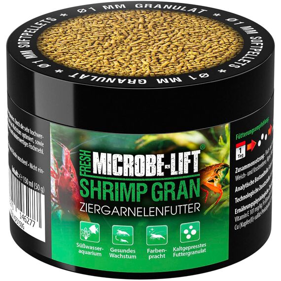 Garnelenfutter Neocaridina Caridina – kaltgepresstes Softgranulat 150 ml / 50 g – sinkend, wasserstabil & hochverdaulich – für Wachstum, Häutung & Farbenpracht – ARKA Shrimp Gran