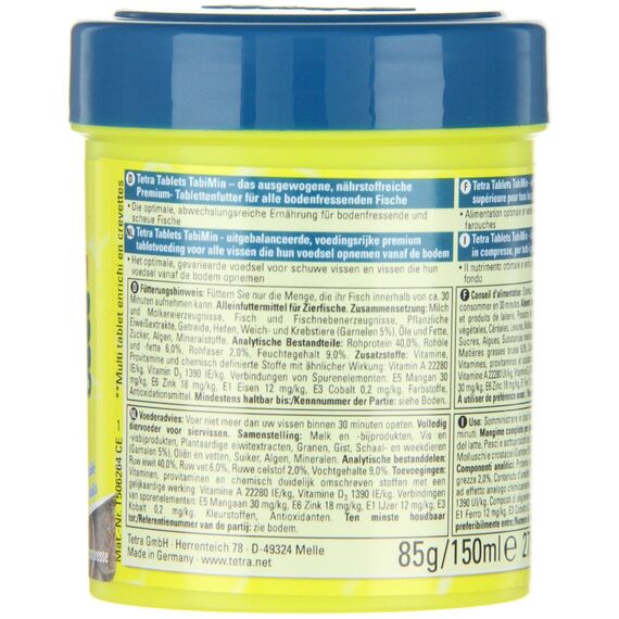 Tetra Tablets TabiMin - Tabletten Fischfutter für alle Bodenfische, z.B. Welse, Schmerlen oder bodengründelnde Barben, 275 Tabletten Dose (Packung mit 2)