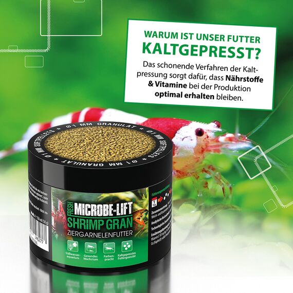 Garnelenfutter Neocaridina Caridina – kaltgepresstes Softgranulat 150 ml / 50 g – sinkend, wasserstabil & hochverdaulich – für Wachstum, Häutung & Farbenpracht – ARKA Shrimp Gran