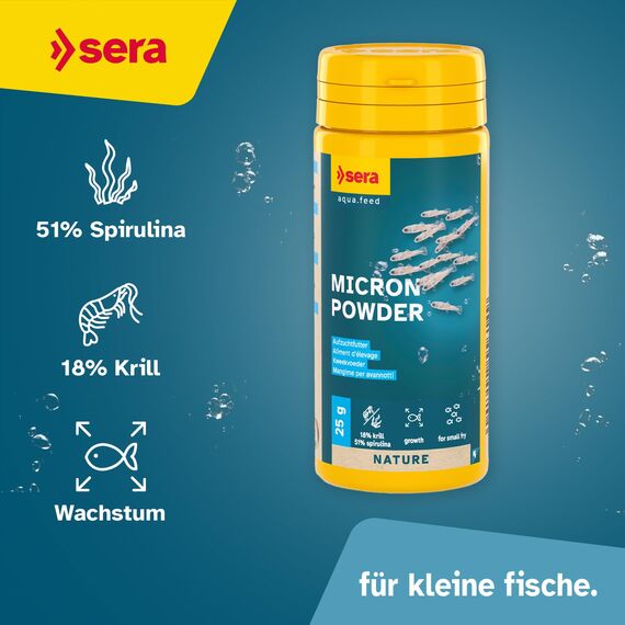 Micron Powder 50 ml | aufzuchtfutter für Fisch- und amphibienlarven | feines staubfutter | fördert die gesunde entwicklung und stärkt die abwehrkräfte